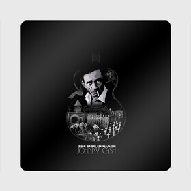 Магнит виниловый Квадрат с принтом JOHNNY CASH в Белгороде, полимерный материал с магнитным слоем | размер 9*9 см, закругленные углы | Тематика изображения на принте: black | blues | cash | dark | guitar | johnny | man | rock | usa | блюз | гитара | джони | джонни | кэш | музыка | разное | рок | сша | человек | черный