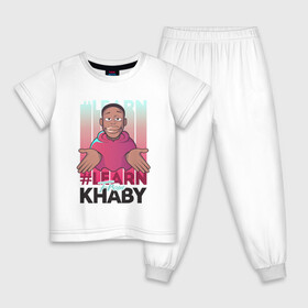 Детская пижама хлопок с принтом Хаби Лейм | Khaby Lame в Белгороде, 100% хлопок |  брюки и футболка прямого кроя, без карманов, на брюках мягкая резинка на поясе и по низу штанин
 | is simple | kaby | khaby lame | lame | learn from khaby | learn of khaby | learn ro khaby | life is simple | simple | tik tok | блогер | леим | лейм | тик ток | хаби | хаби лейм | это просто
