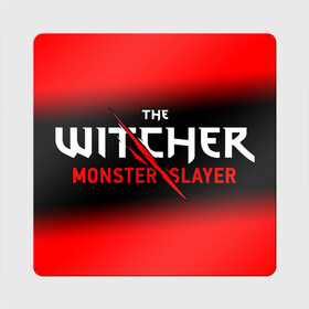 Магнит виниловый Квадрат с принтом The Witcher Monster Slayer - Gradient в Белгороде, полимерный материал с магнитным слоем | размер 9*9 см, закругленные углы | game | games | hunt | logo | monster | slayer | the | wild | witcher | ведьмак | градиент | дикая | игра | игры | лого | охота | охотник на монстров