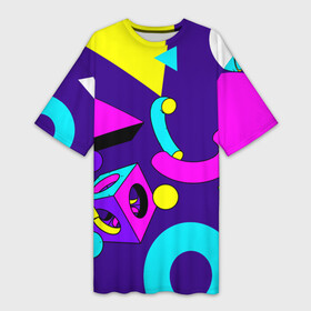 Платье-футболка 3D с принтом Геометрические фигуры в Белгороде,  |  | геометрический | красочный | мода | разноцветные 90 е | стиль | структура | текстура | ткань | узор | фон | цвет