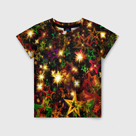 Детская футболка 3D с принтом Яркий день в Белгороде, 100% гипоаллергенный полиэфир | прямой крой, круглый вырез горловины, длина до линии бедер, чуть спущенное плечо, ткань немного тянется | блеск | звезда | звезды | новый год | праздник | фейерверк | яркий день
