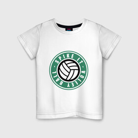 Детская футболка хлопок с принтом SPIKE IT VOLLEY BALL в Белгороде, 100% хлопок | круглый вырез горловины, полуприлегающий силуэт, длина до линии бедер | starbucks | volleyball | волейбол | мячик | спорт | старбакс