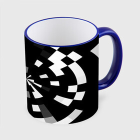 Кружка с полной запечаткой с принтом Черно-белый фон иллюзии в Белгороде, керамика | ёмкость 330 мл | абстрактный | геометрический | дизайн | иллюзия | кривая | линии | пиксель | текстура | узор