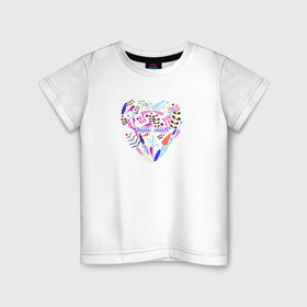 Детская футболка хлопок с принтом сердце из цветов в Белгороде, 100% хлопок | круглый вырез горловины, полуприлегающий силуэт, длина до линии бедер | лепестки | любовь | растение | сердце | цветы