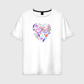 Женская футболка хлопок Oversize с принтом сердце из цветов в Белгороде, 100% хлопок | свободный крой, круглый ворот, спущенный рукав, длина до линии бедер
 | лепестки | любовь | растение | сердце | цветы