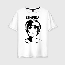 Женская футболка хлопок Oversize с принтом ZEMFIRA эскиз портрет в Белгороде, 100% хлопок | свободный крой, круглый ворот, спущенный рукав, длина до линии бедер
 | group | russian rock | zemfira | zемфира | автор исполнитель | группа | женский | земфира | земфирка | земфирочка | инди рок | композитор | певица | писательница | поп рок | поэтесса | рамазанова | русский рок