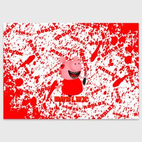 Поздравительная открытка с принтом Roblox piggy/Свинка Пигги. в Белгороде, 100% бумага | плотность бумаги 280 г/м2, матовая, на обратной стороне линовка и место для марки
 | Тематика изображения на принте: game | roblox | блок | игра | игрушка | лего | персонажи | персонажи из кубиков | роблокс | робот