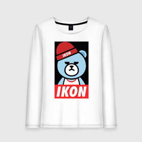 Женский лонгслив хлопок с принтом IKON YG Bear Dope  в Белгороде, 100% хлопок |  | ikon yg bear dope | korean | kpop | obey | медведь | подчинись | подчиняйся