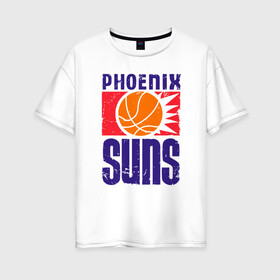 Женская футболка хлопок Oversize с принтом Phoenix Suns в Белгороде, 100% хлопок | свободный крой, круглый ворот, спущенный рукав, длина до линии бедер
 | basketball | mvp | nba | phoenix | sport | streetball | suns | аризона | баскетбол | игра | крис пол | мяч | нба | санс | спорт | стритбол | тренер | финикс | чемпион