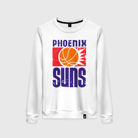 Женский свитшот хлопок с принтом Phoenix Suns в Белгороде, 100% хлопок | прямой крой, круглый вырез, на манжетах и по низу широкая трикотажная резинка  | basketball | mvp | nba | phoenix | sport | streetball | suns | аризона | баскетбол | игра | крис пол | мяч | нба | санс | спорт | стритбол | тренер | финикс | чемпион