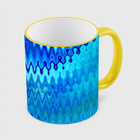 Кружка с полной запечаткой с принтом Синий-голубой абстрактный узор в Белгороде, керамика | ёмкость 330 мл | абстрактный | волны | зигзаг | размытый узор | синий | современный