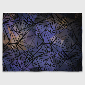 Плед 3D с принтом Синий-бежевый абстрактный узор в Белгороде, 100% полиэстер | закругленные углы, все края обработаны. Ткань не мнется и не растягивается | Тематика изображения на принте: абстрактный | мужской | полигональный узор | синий | современный | текстура | фиолетовый