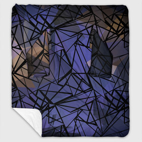 Плед с рукавами с принтом Синий-бежевый абстрактный узор в Белгороде, 100% полиэстер | Закругленные углы, все края обработаны. Ткань не мнется и не растягивается. Размер 170*145 | Тематика изображения на принте: абстрактный | мужской | полигональный узор | синий | современный | текстура | фиолетовый