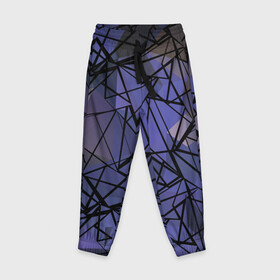 Детские брюки 3D с принтом Синий-бежевый абстрактный узор в Белгороде, 100% полиэстер | манжеты по низу, эластичный пояс регулируется шнурком, по бокам два кармана без застежек, внутренняя часть кармана из мелкой сетки | абстрактный | мужской | полигональный узор | синий | современный | текстура | фиолетовый