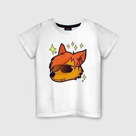 Детская футболка хлопок с принтом Клёвый лис в Белгороде, 100% хлопок | круглый вырез горловины, полуприлегающий силуэт, длина до линии бедер | животные | звезды | звери | круто | лис | оранжевый | очки | рыжий | стильно | чёлка