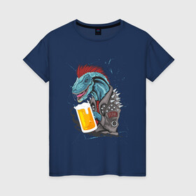 Женская футболка хлопок с принтом Пивозавр - Гранж в Белгороде, 100% хлопок | прямой крой, круглый вырез горловины, длина до линии бедер, слегка спущенное плечо | dinosaur | pivo | pivozavr | гранж | динозавр | прикол