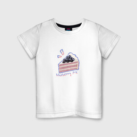 Детская футболка хлопок с принтом blueberry pie two! в Белгороде, 100% хлопок | круглый вырез горловины, полуприлегающий силуэт, длина до линии бедер | вкусняшка | пирог | рисунок | сладость | торт
