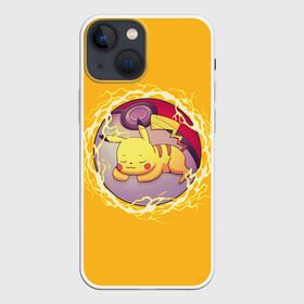 Чехол для iPhone 13 mini с принтом Спящий Пикачу в Белгороде,  |  | anime | pikachu | pokemon | poket monster | poketmon | аниме | анимэ | карманные монстры | пикачу | покемон