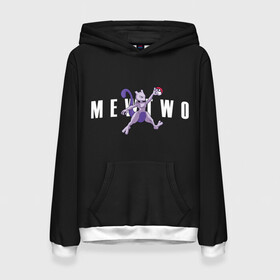 Женская толстовка 3D с принтом Mewtwo x nba в Белгороде, 100% полиэстер  | двухслойный капюшон со шнурком для регулировки, мягкие манжеты на рукавах и по низу толстовки, спереди карман-кенгуру с мягким внутренним слоем. | anime | mew two | nba | pokemon | poket monster | poketmon | аниме | анимэ | баскетбол | карманные монстры | мью ту | нба | покемон