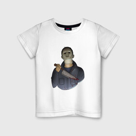 Детская футболка хлопок с принтом Майкл Dead by daylight в Белгороде, 100% хлопок | круглый вырез горловины, полуприлегающий силуэт, длина до линии бедер | killer | michael myers | майкл майерс