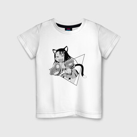 Детская футболка хлопок с принтом Нагаторо-сан кошечка в Белгороде, 100% хлопок | круглый вырез горловины, полуприлегающий силуэт, длина до линии бедер | Тематика изображения на принте: аниме | кошка | нагаторо | неко | садистка | ученица | хаясэ | школьница