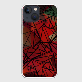 Чехол для iPhone 13 mini с принтом Абстрактный геометрический в Белгороде,  |  | абстрактный | геометрический | зеленый | красный | линии | молодежный | полигональный | современный