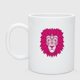 Кружка керамическая с принтом Pink Lion в Белгороде, керамика | объем — 330 мл, диаметр — 80 мм. Принт наносится на бока кружки, можно сделать два разных изображения | animal | cat | lion | африка | животные | зверь | кот | кошка | лев | львенок | львица | тигр | хищник | царь