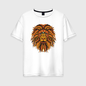 Женская футболка хлопок Oversize с принтом Лев в Белгороде, 100% хлопок | свободный крой, круглый ворот, спущенный рукав, длина до линии бедер
 | animal | cat | lion | африка | животные | зверь | кот | кошка | лев | львенок | львица | тигр | хищник | царь