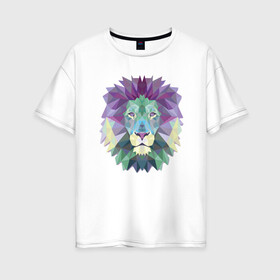 Женская футболка хлопок Oversize с принтом Lion в Белгороде, 100% хлопок | свободный крой, круглый ворот, спущенный рукав, длина до линии бедер
 | animal | cat | lion | африка | животные | зверь | кот | кошка | лев | львенок | львица | тигр | хищник | царь