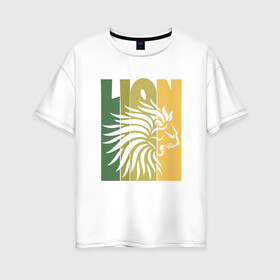 Женская футболка хлопок Oversize с принтом Jamaica Lion в Белгороде, 100% хлопок | свободный крой, круглый ворот, спущенный рукав, длина до линии бедер
 | animal | cat | jamaica | lion | африка | животные | зверь | кот | кошка | лев | львенок | львица | тигр | хищник | царь | ямайка