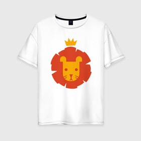 Женская футболка хлопок Oversize с принтом King Lion в Белгороде, 100% хлопок | свободный крой, круглый ворот, спущенный рукав, длина до линии бедер
 | animal | cat | lion | африка | животные | зверь | кот | кошка | лев | львенок | львица | тигр | хищник | царь