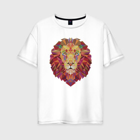 Женская футболка хлопок Oversize с принтом Lion Puzzle в Белгороде, 100% хлопок | свободный крой, круглый ворот, спущенный рукав, длина до линии бедер
 | animal | cat | lion | африка | животные | зверь | кот | кошка | лев | львенок | львица | тигр | хищник | царь