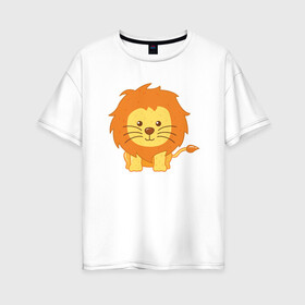 Женская футболка хлопок Oversize с принтом Забавный Лев в Белгороде, 100% хлопок | свободный крой, круглый ворот, спущенный рукав, длина до линии бедер
 | animal | cat | lion | африка | животные | зверь | кот | кошка | лев | львенок | львица | тигр | хищник | царь