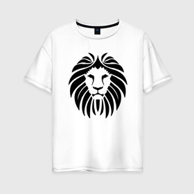 Женская футболка хлопок Oversize с принтом Lion Face в Белгороде, 100% хлопок | свободный крой, круглый ворот, спущенный рукав, длина до линии бедер
 | animal | cat | lion | африка | животные | зверь | кот | кошка | лев | львенок | львица | тигр | хищник | царь