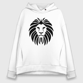 Женское худи Oversize хлопок с принтом Lion Face в Белгороде, френч-терри — 70% хлопок, 30% полиэстер. Мягкий теплый начес внутри —100% хлопок | боковые карманы, эластичные манжеты и нижняя кромка, капюшон на магнитной кнопке | animal | cat | lion | африка | животные | зверь | кот | кошка | лев | львенок | львица | тигр | хищник | царь