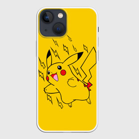 Чехол для iPhone 13 mini с принтом Летящий Пикачу в Белгороде,  |  | anime | pikachu | pokemon | poket monster | poketmon | аниме | анимэ | карманные монстры | пикачу | покемон