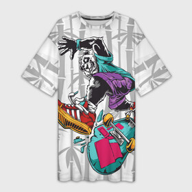 Платье-футболка 3D с принтом HiFi Panda в Белгороде,  |  | bamboo | panda | sk8 | skate park | skeate | бамбук | панда | скейт | скейт парк