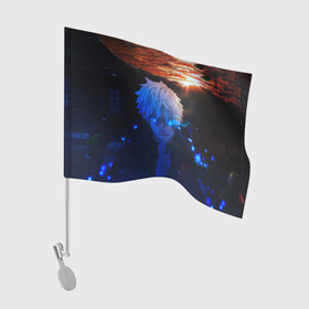 Флаг для автомобиля с принтом Сатору гото голубые глаза в Белгороде, 100% полиэстер | Размер: 30*21 см | gojo satoru | jujutsu kaisen | аниме | годжо сатору | годзе | годзе сатору | магическая битва | сатору