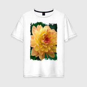 Женская футболка хлопок Oversize с принтом Желтый цветок в Белгороде, 100% хлопок | свободный крой, круглый ворот, спущенный рукав, длина до линии бедер
 | в тренде | желтый цветок | касиво | круто | модный принт | тренд | цветы