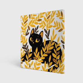Холст квадратный с принтом Кот и осень в Белгороде, 100% ПВХ |  | арт | кот | котейка | кошка | осень | пшеница | рисунок | чёрная кошка | чёрный кот | чёрный котик