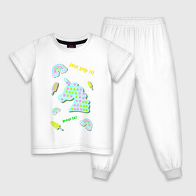 Детская пижама хлопок с принтом pop it единорог и радуга в Белгороде, 100% хлопок |  брюки и футболка прямого кроя, без карманов, на брюках мягкая резинка на поясе и по низу штанин
 | ice cream | rainbow | unicorn | детский | единорог | игрушка | лопай | мороженое | поп ит | пузыри | пупырка | радуга | радужный | разноцветный