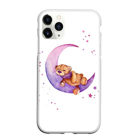 Чехол для iPhone 11 Pro Max матовый с принтом Плюшевый мишка спит на луне в Белгороде, Силикон |  | bedtime | dream | moon | night | sleep | stars | teddy bear | акварель | акварельный | детский | дизайн | звездный | звезды | игрушка | луна | малыш | малышковый | медведь | милый | мишка | ночь | плюшевый | розовый | сиреневый