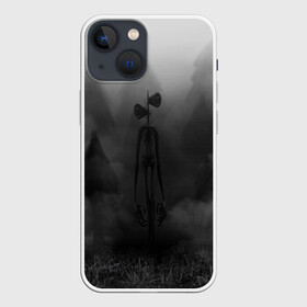 Чехол для iPhone 13 mini с принтом СИРЕНОГОЛОВЫЙ  ТУМАННЫЙ ЛЕС в Белгороде,  |  | siren head | гуманоид | игра | лес | монстр | сиреноголовый | существо | туман | хоррор