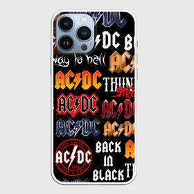 Чехол для iPhone 13 Pro Max с принтом AC DC LOGOBOMBING в Белгороде,  |  | Тематика изображения на принте: ac dc | angus young. | back in black | brian johnson | hells bells | highway to hell | rock | thunderstruck | tnt | ангус янг | брайан джонсон | группа | музыка | рок | эйси диси