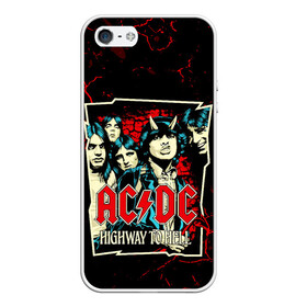 Чехол для iPhone 5/5S матовый с принтом AC DC HIGHWAY TO HELL в Белгороде, Силикон | Область печати: задняя сторона чехла, без боковых панелей | ac dc | angus young. | back in black | brian johnson | hells bells | highway to hell | rock | thunderstruck | tnt | ангус янг | брайан джонсон | группа | музыка | рок | эйси диси