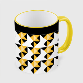 Кружка с полной запечаткой с принтом Черно-желтый геометрический  в Белгороде, керамика | ёмкость 330 мл | абстрактный | геометрический | желтый | молодежный | мужской | разноцветный | современный | черный