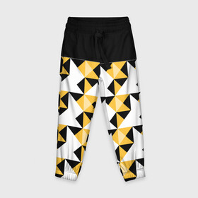 Детские брюки 3D с принтом Черно-желтый геометрический  в Белгороде, 100% полиэстер | манжеты по низу, эластичный пояс регулируется шнурком, по бокам два кармана без застежек, внутренняя часть кармана из мелкой сетки | абстрактный | геометрический | желтый | молодежный | мужской | разноцветный | современный | черный