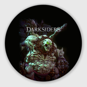 Коврик для мышки круглый с принтом Гнев Войны | Darksiders (Z) в Белгороде, резина и полиэстер | круглая форма, изображение наносится на всю лицевую часть | Тематика изображения на принте: darksiders | darksiders 2 | darksiders 3 | ulthane | wrath of war | всадник апокалипсиса | гнев войны | обугленный совет | руина | ультэйн