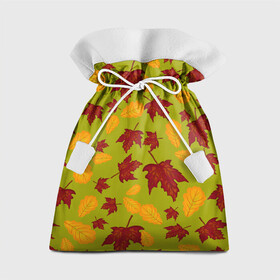 Подарочный 3D мешок с принтом осенние листья клён и дуб в Белгороде, 100% полиэстер | Размер: 29*39 см | дуб | клён | кленовые | красный | красный на черном | листва | листопад | листья | листья падают | осенние | осень | черный