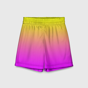Детские спортивные шорты 3D с принтом Яркий рассвет в Белгороде,  100% полиэстер
 | пояс оформлен широкой мягкой резинкой, ткань тянется
 | градиент | желтый | перелив | переход | рассвет | розовый | сереневый | сиреневый | солнце | феолетовый | фиолетовый | цвета | яркий